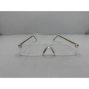 Y2K Rimless Visor Glasses Clear Lens Gold Frame Futuristic Minimalist Frame Only